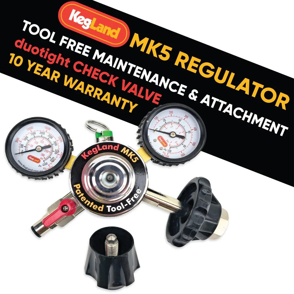 Type 30 - MK5 CO2 Regulator - Tool-Free - Dual Gauge (4.5 bar PRV & 65psi Gauge)