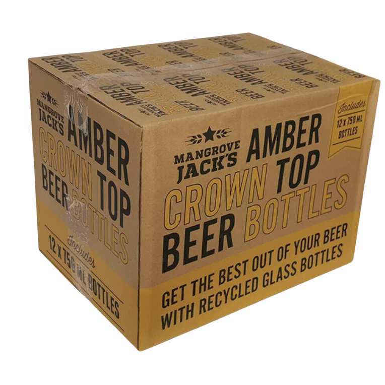 750ml Glass Bottle Crown Seal Amber (Box of 12)