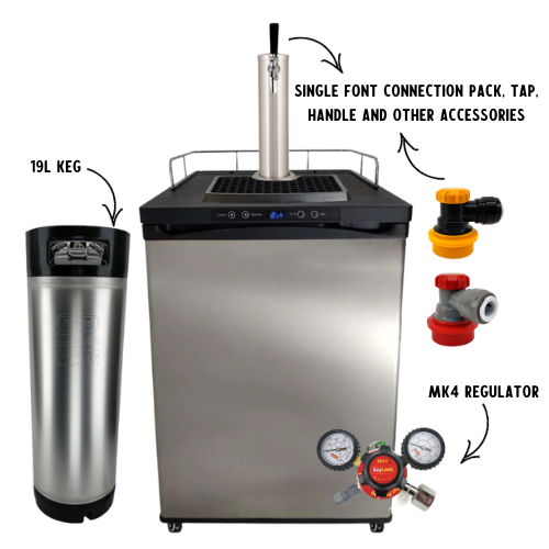 Grainmother Kegerator l Single Font Pack Deal l Digital Thermostat | Casters | Regulator | Fits 1 50L keg or 4 Corny Kegs