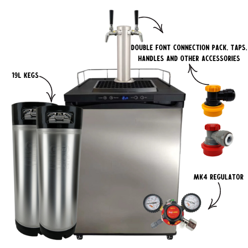 Grainmother Kegerator l Double Font Pack Deal l Digital Thermostat | Casters | Regulator | Fits 1 50L keg or 4 Corny Kegs