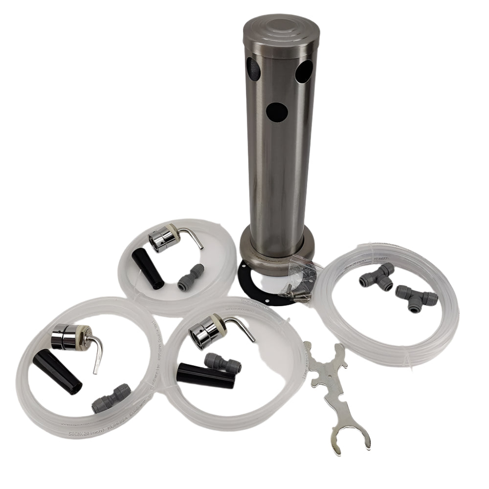 Triple Tap Brushed Stainless Font Kit with SS Duotight Short Shank and Black Handle (Without Tap)
