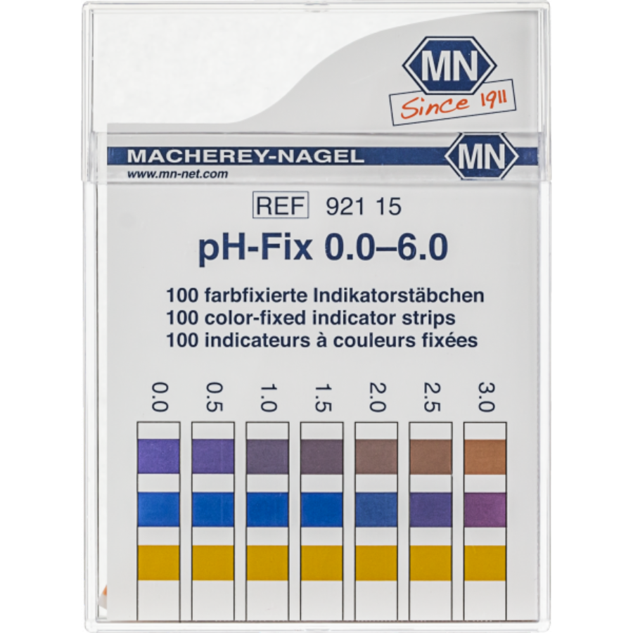 pH test strips, pH‑Fix 0.0–6.0, fixed indicator